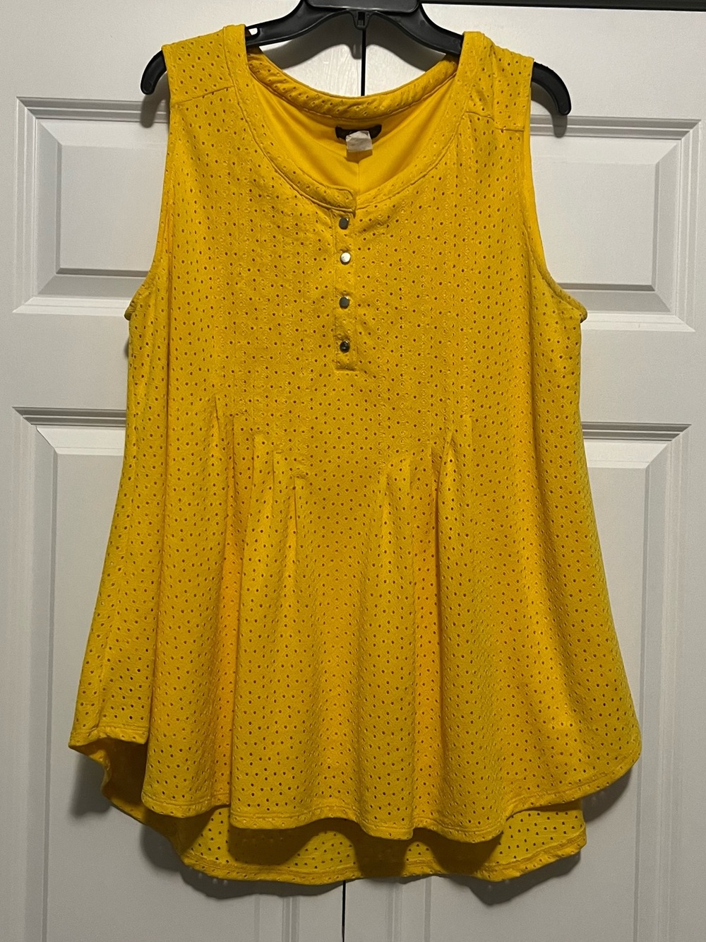 Cocomo Bright Yellow Eyelet Sleeveless Swing Tank